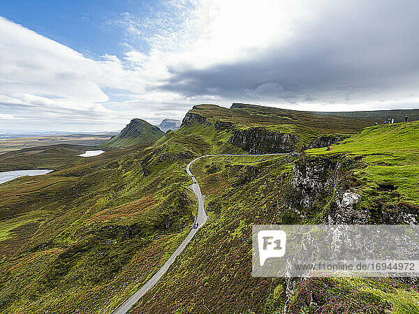 Mountain scenery  Quiraing landslip  Isle of Skye  Inner Hebrides  Scotland  United Kingdom  Europe