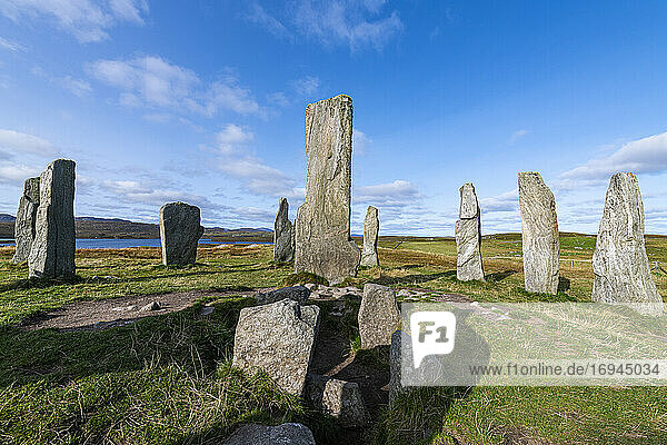 Callanish Stones  stehende Steine aus dem Neolithikum  Isle of Lewis  Äußere Hebriden  Schottland  Vereinigtes Königreich  Europa