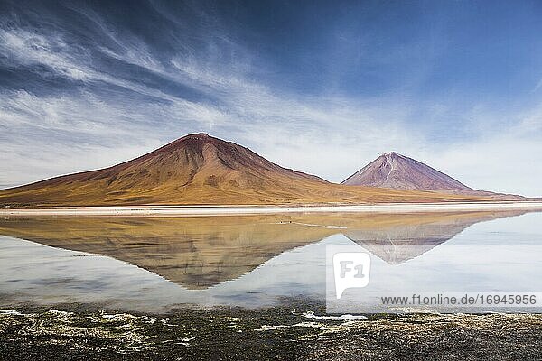 Laguna Verde and Licancabur volcano on the right  Bolivia near the border to Chile