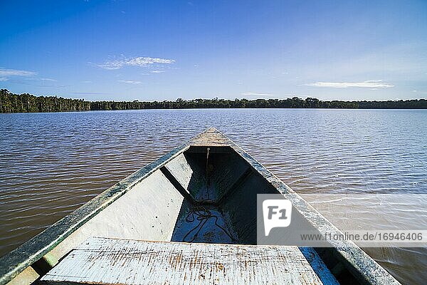 Kanu-Bootsfahrt auf dem Sandoval-See  Tambopata-Nationalreservat  Amazonas-Dschungel von Peru