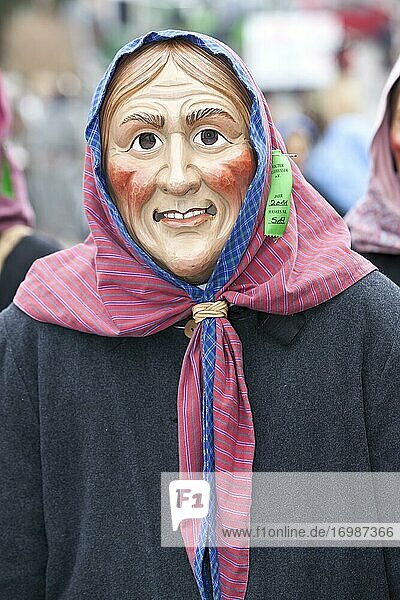 Portrait mask of Swabian-Alemannic carnival  Burgrieden  Baden-Württemberg  Germany  Europe