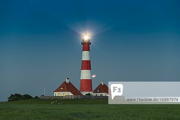 Leuchtturm Westerhever  Nationalpark Wattenmeer  Nordsee  Nordfriesland  Schleswig-Holstein  Deutschland  Europa