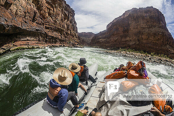 Shooting the rapids in a raft on the Colorado River  Grand Canyon National Park  UNESCO World Heritage Site  Arizona  United States of America  North America