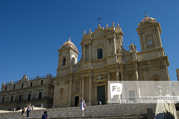 Europe  Italy  Sicily  Siracusa  Noto  The Cathedral Basilica of St. Nicholas  Christian Catholic Church. And 'situated on the top of a large staircase on the north side of Piazza Municipio