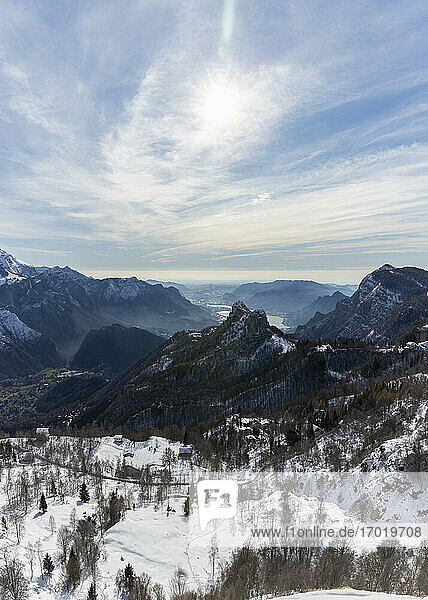 Scenic view of snow covered mountains against sky  Orobic alps  Lecco  Italy