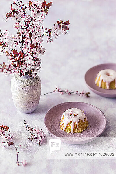 Mini Easter cakes with pink icing