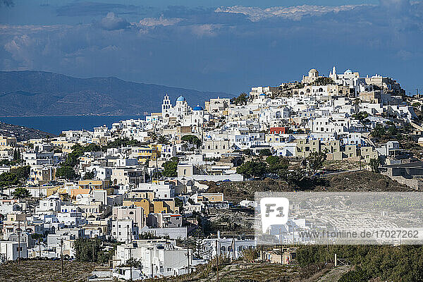 Panorama von Pyrgos  Santorin  Kykladen  Griechische Inseln  Griechenland  Europa