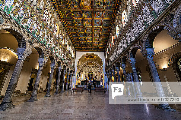 Mosaics in the Basilica di Sant'Apollinare Nuovo  UNESCO World Heritage Site  Ravenna  Emilia-Romagna  Italy  Europe