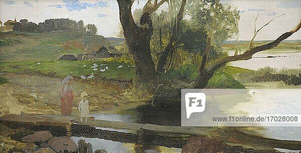 Henryk Siemiradzki (1843-1902). Polnischer Maler. Blick auf den Fluss Swislocz  ca. 1873. Polnische Kunstgalerie des 19. Jahrhunderts (Museum Sukiennice). Nationalmuseum von Krakau. Polen.