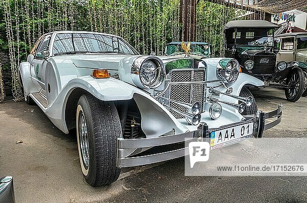 Kharkiv  Ukraine. Exhibition of the vintage retro cars in Feldman's ecopark in Kharkiv  Ukraine  on a summer day.