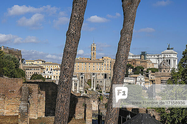 Italy  Rome  cityscape of ancient roman city with Forum Romanum
