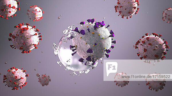 Dreidimensionale Darstellung der Mutation des Coronavirus