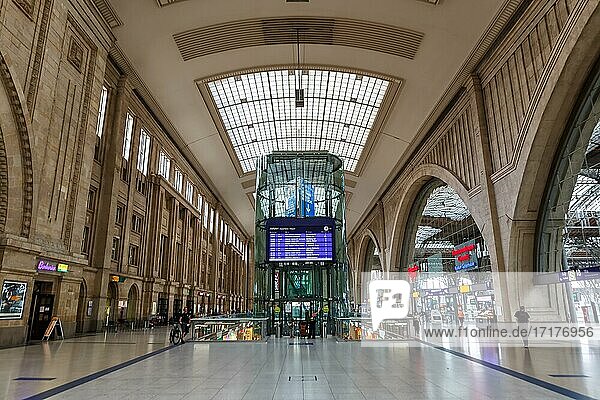 Leipzig Central Station Deutsche Bahn DB Halle in Leipzig  Germany  Europe