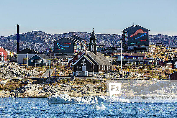 View from the outer bay of the third largest city in Greenland  Ilulissat (Jakobshavn)  Greenland  Polar Regions