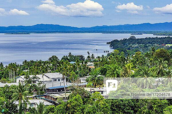Papua-Neuguinea  Provinz Milne Bay  Alotau  Küstenstadt umgeben von grünen Palmen