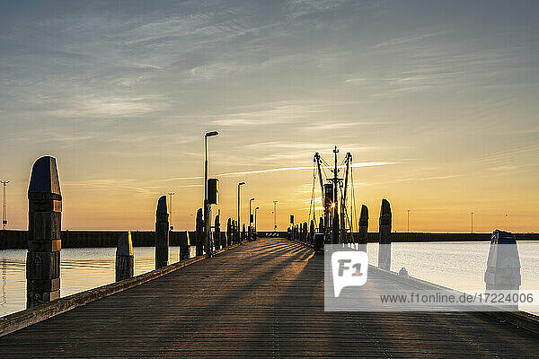 Denmark  Romo  Empty pier at sunset