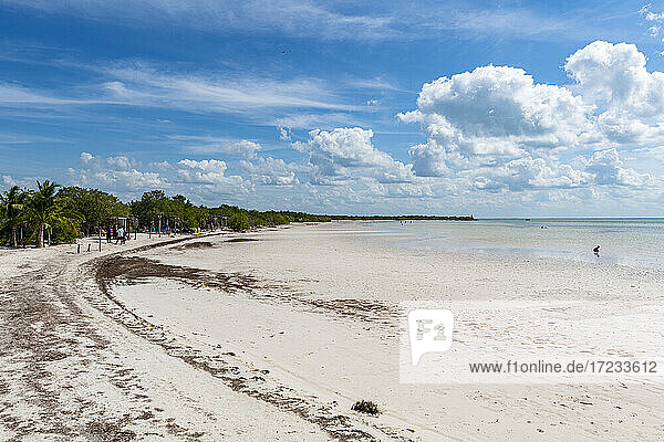 Turquoise waters and white sands of Holbox island  Yucatan  Mexico  North America