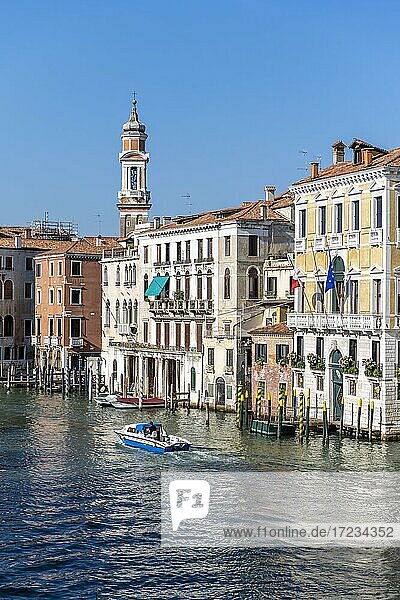 Grand Canal with boat  Venice  Veneto  Italy  Europe