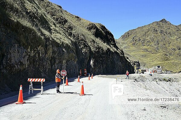Construction site on the way to Machu Picchu  Ruta 28B  Urubamba Province  Peru  South America