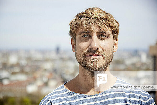 Blond man with beard during sunny day
