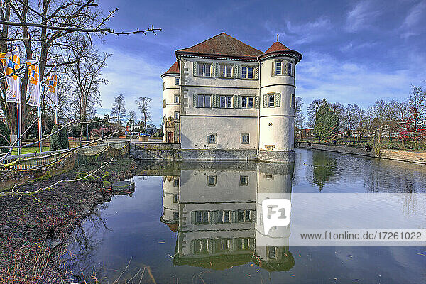 Moated castle in Bad Rappenau; in Heilbronn County  Baden-Württemberg; Germany  Europe.