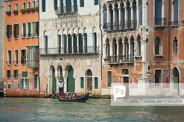 Tourists riding Gondoles  Venice  Italy  Europe