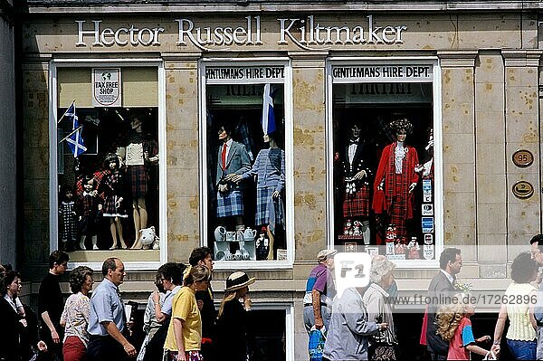 Schaufenster Kiltmaker  Schottenrock-Schneiderei  Princess Street  Neustadt  Newtown  Haupteinkaufsstraße  Edinburgh  Schottland  Großbritannien  Europa