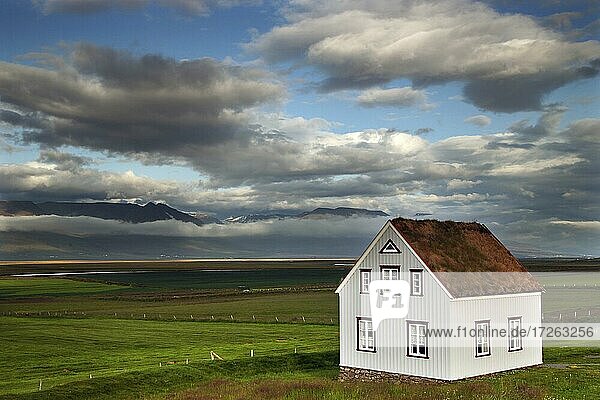 Haus in Landschaft  Museumsdorf  Glaumbær  Nord-Island  Island  Europa