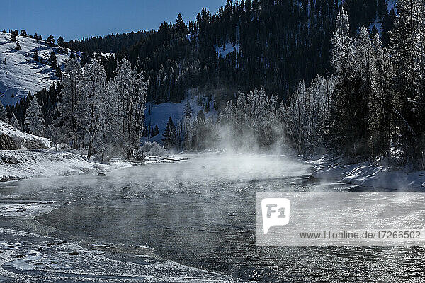 USA  Idaho  Stanley  Salmon River im Winter