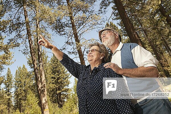 Loving senior couple enjoying the outdoors together