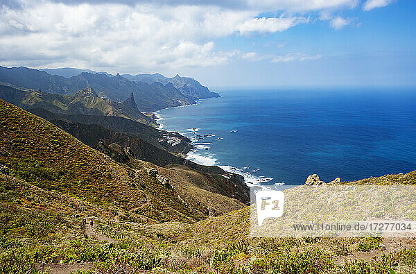 View from Macizo de Anaga range stretching along coast of Tenerife island