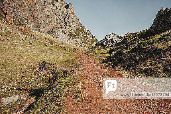 Dirt road of mountain at Somiedo Natural Park  Spain