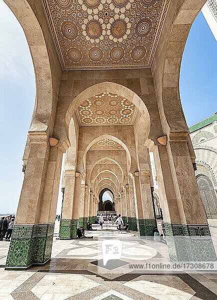 Portico  Hassan II Mosque  Grande Mosquée Hassan II  Moorish architecture  Casablanca  Morocco  Africa