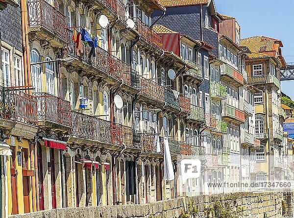 Charming traditional colorful houses on the historic embankment of Porto  Portugal  Europe