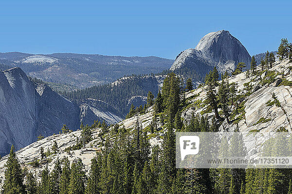 Blick vom Olmsted Point auf den Half Dome  Yosemite-Nationalpark  UNESCO-Welterbe  Kalifornien  Vereinigte Staaten von Amerika  Nordamerika