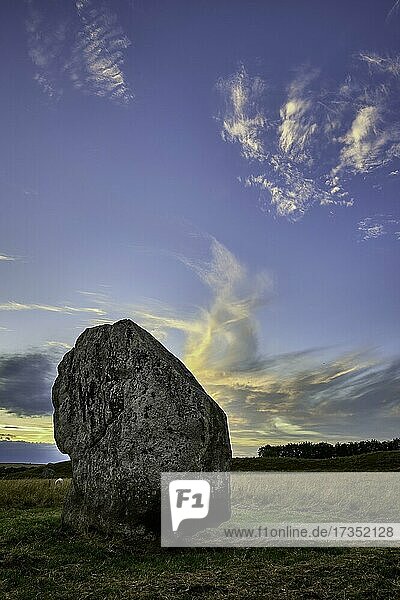 Avebury  Standing Stone  Neolithic  Prehistoric  Sunset  Wiltshire  England