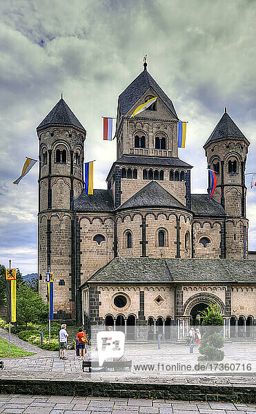 Benedictine Abbey Maria Laach near Glees in the Vordereifel in Rhineland-Palatinate  Germany  Europe  west view