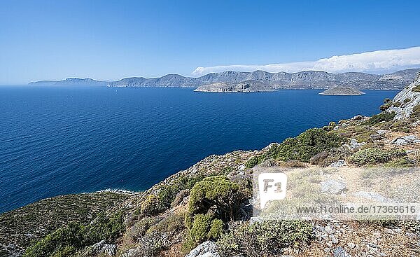 Ausblick auf Kalymnos von Telendos  Dodekanes  Griechenland  Europa