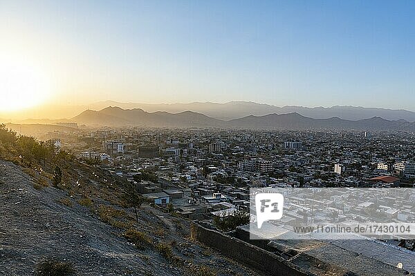 Overlook over Kabul at sunset  Afghanistan  Asia