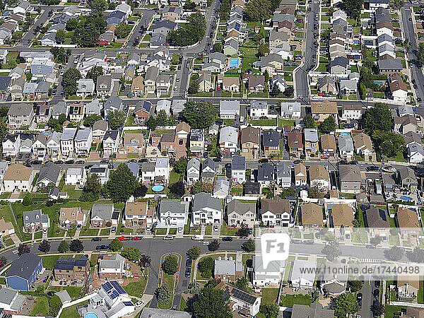 USA  New York  Aerial view of suburban houses near The Heights  New Jersey