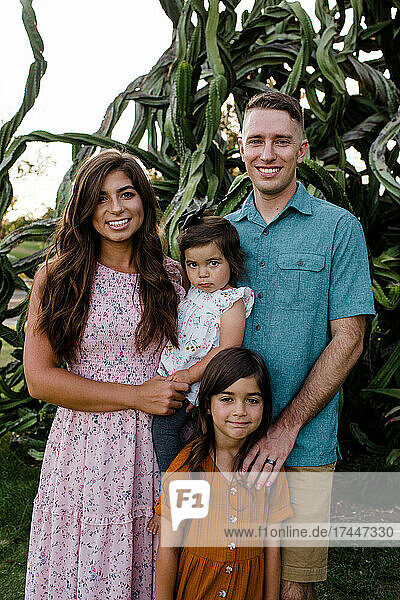 Portrait of Military Family in Desert Garden in San Diego