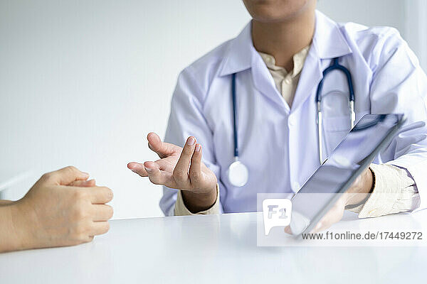 Doctor and patient. Health care and clinic concept.