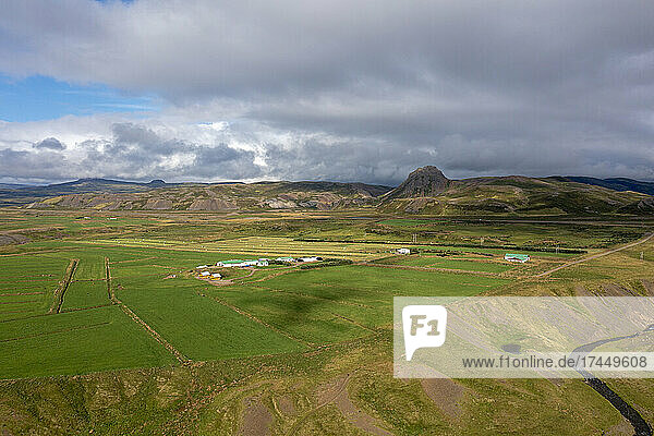 A farm on a sunny day in west fjords  Iceland.