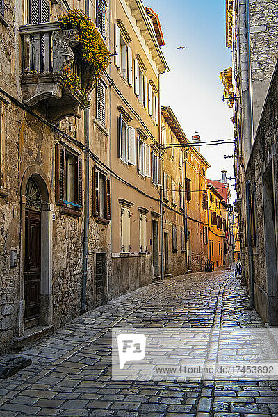 empty street in the idyllic old town of Rovinj