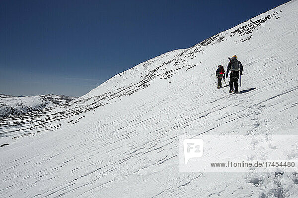 Climbers approach the summit of Mt Washington  New Hampshire.
