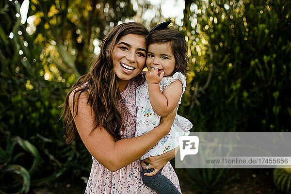 Mom & One Year Old Daughter Smiling for Camera in San Diego