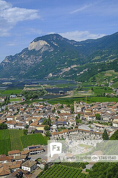 View over the Adige Valley with Salurn  from the Haderburg  castle ruins  Salurn  Unteretsch  South Tyrol  Trentino-South Tyrol  Italy  Europe