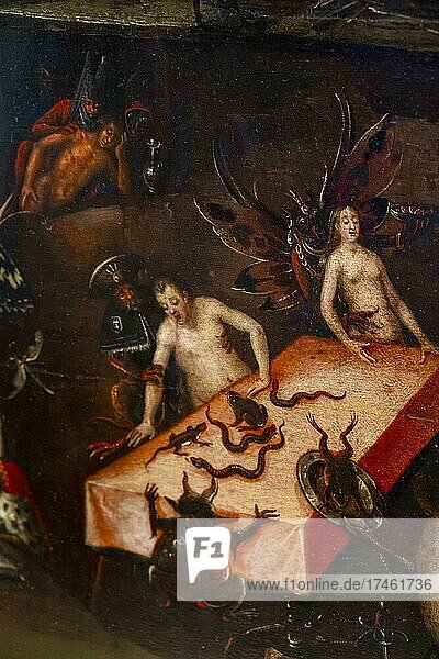 Gemälde der Hölle  Inferno von Herri met de Bles  Innenaufnahme  Dogenpalast  Palazzo Ducale  Venedig  Venetien  Italien  Europa