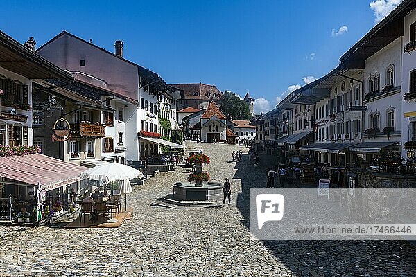Medieval town in the Gruyere castle  Fribourg  Switzerland  Europe