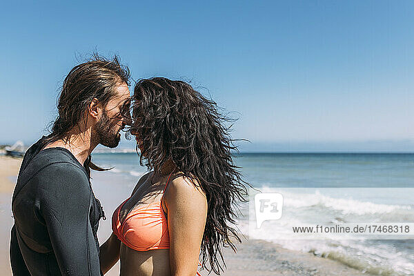 Young couple doing romance at beach